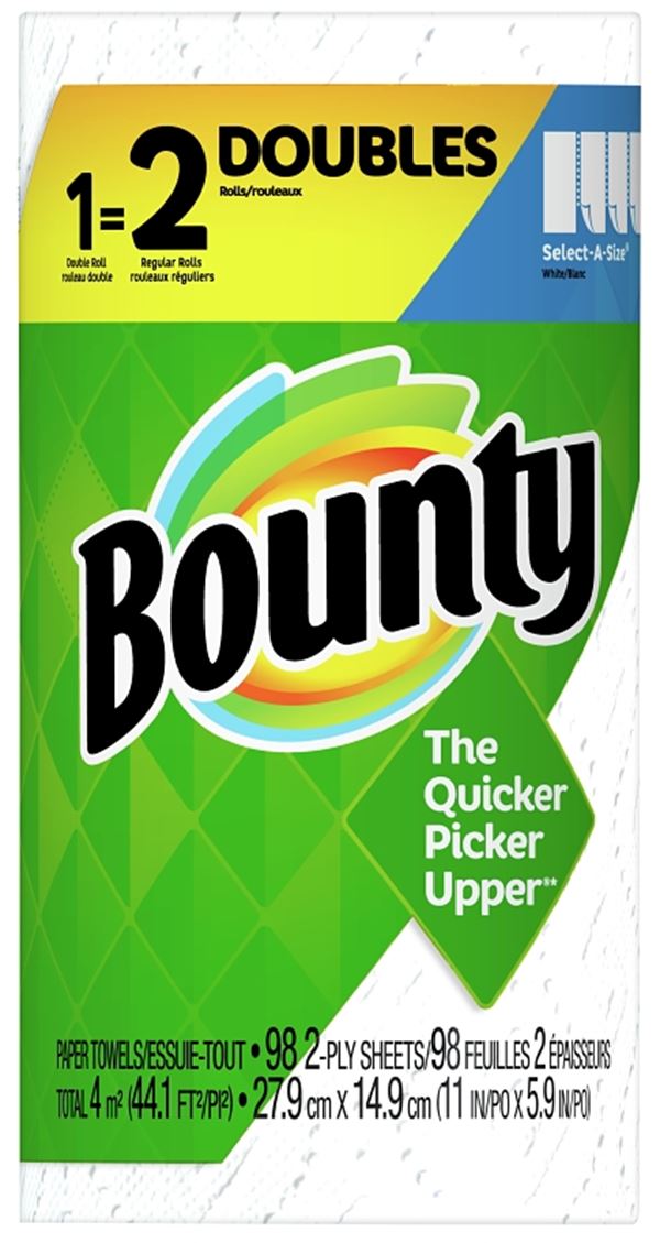 Bounty 66539 Double Roll Paper Towel, 2-Ply, 1/PK, Pack of 24