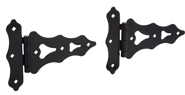 National Hardware Ornamental N109-032 T-Hinge, Steel, Black, Screw Mounting