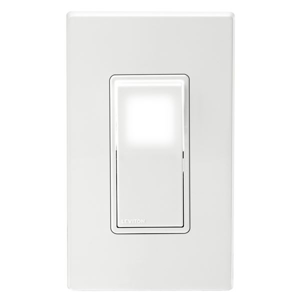 Leviton C32-05674-02W Rocker Switch with Wallplate, 15 A, 120/277 V, 3-Way, Lead Wire Terminal, White