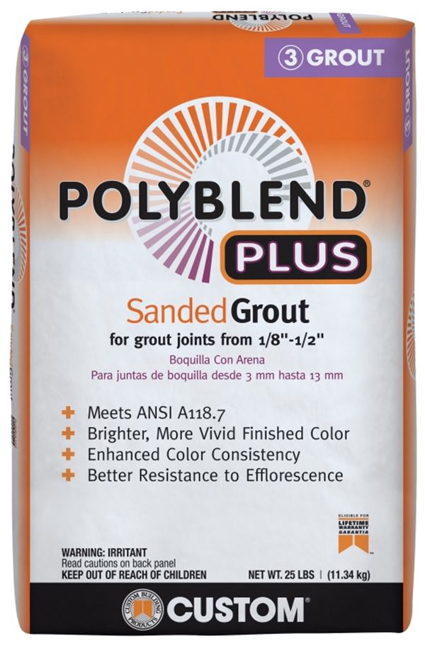 Custom Polyblend Plus PBPG16525 Sanded Grout, Delorean Gray, 25 lb Bag