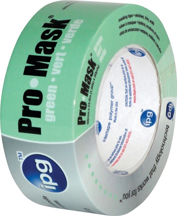 IPG 5804-1.5 Masking Tape, 60 yd L, 1.4 in W, Crepe Paper Backing, Light Green