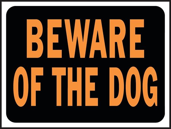 Hy-Ko Hy-Glo Series 3002 Identification Sign, Rectangular, BEWARE OF DOG, Fluorescent Orange Legend, Black Background, Pack of 10