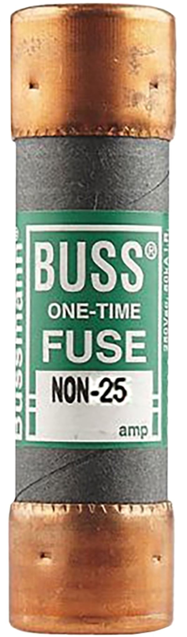 Bussmann NON-25 Fuse, 25 A, 250 VAC, 125 VDC, 50 kA Interrupt, Melamine Body, Cartridge Fuse, 10/PK, Pack of 10