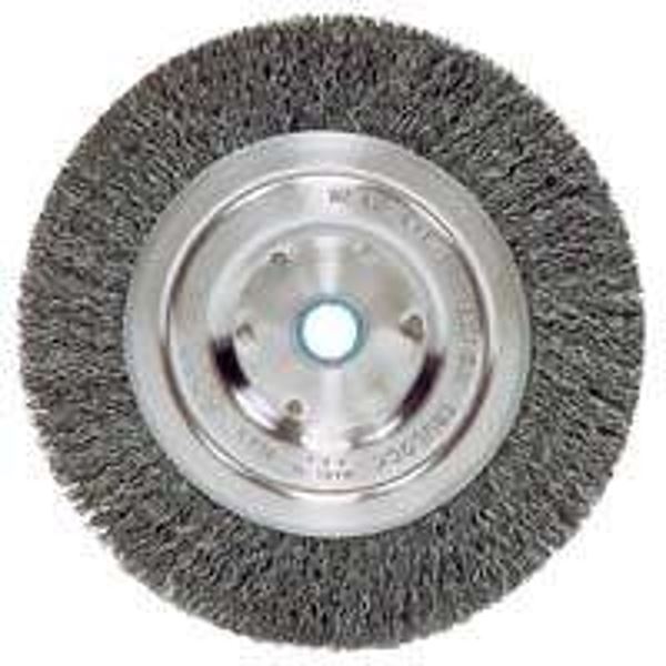 Weiler 36064 Wire Wheel Brush, 5 in Dia, 5/8 to 1/2 in Arbor/Shank, 0.006 in Dia Bristle, Carbon Steel Bristle