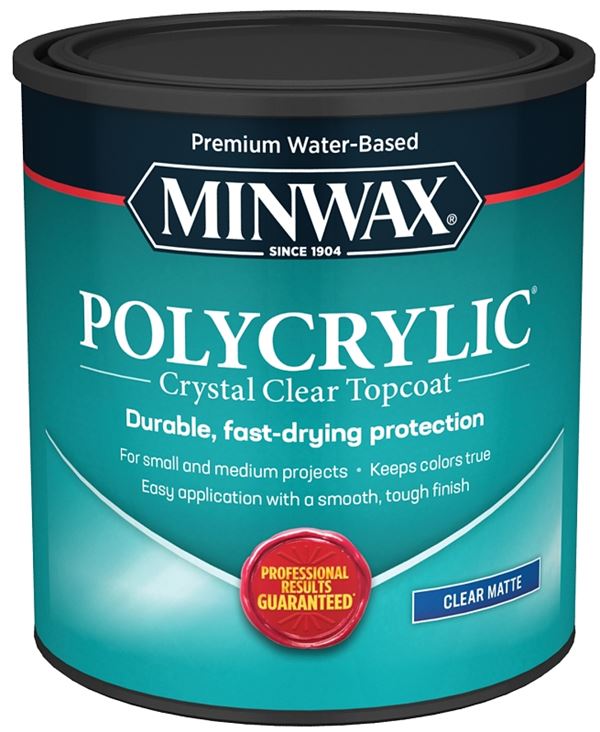 Minwax Polycrylic 622224444 Waterbased Polyurethane, Matte, Liquid, 1 qt