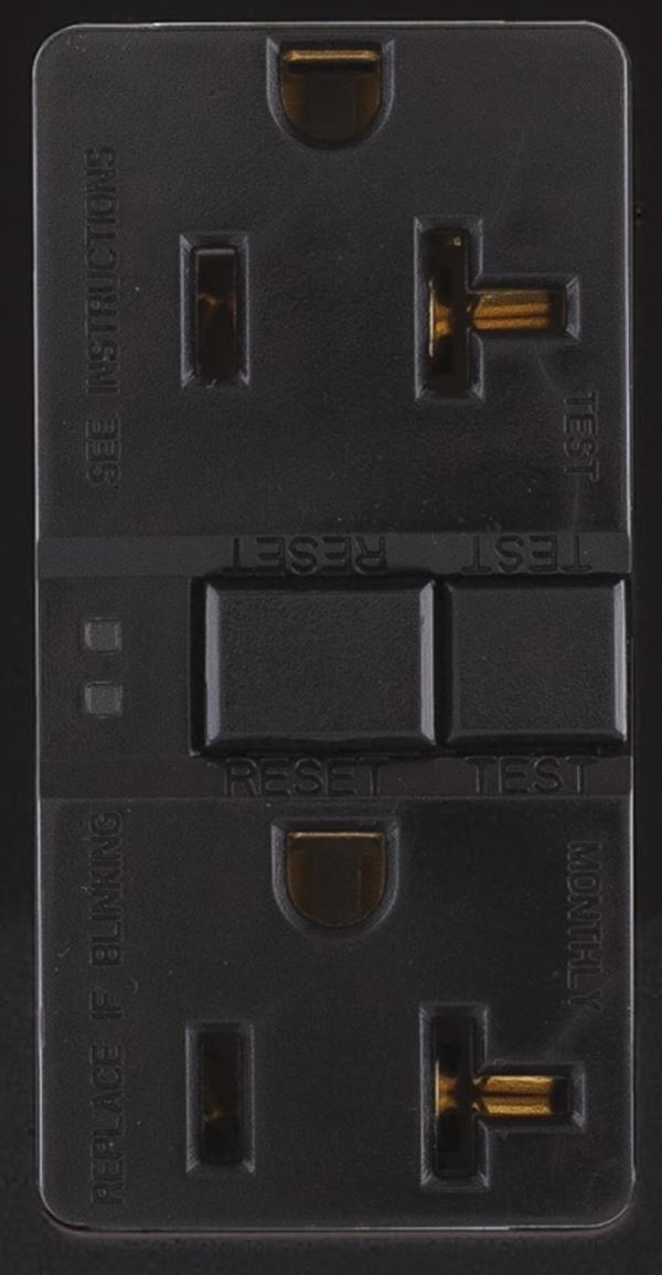 Eaton Wiring Devices SGF20BK GFCI Duplex Receptacle, 2 -Pole, 20 A, 125 V, Back, Side Wiring, NEMA: 5-20R, Black