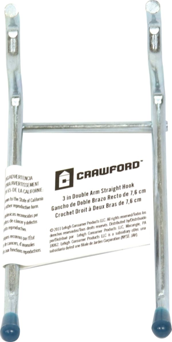 Crawford 14443-30 Peg Hook, 3 in Opening, Steel, Silver, Pack of 30