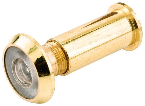 Defender Security U 9891 Door Viewer, 200 deg Viewing, 1-3/8 to 2-1/8 in Thick Door, Glass, Brass