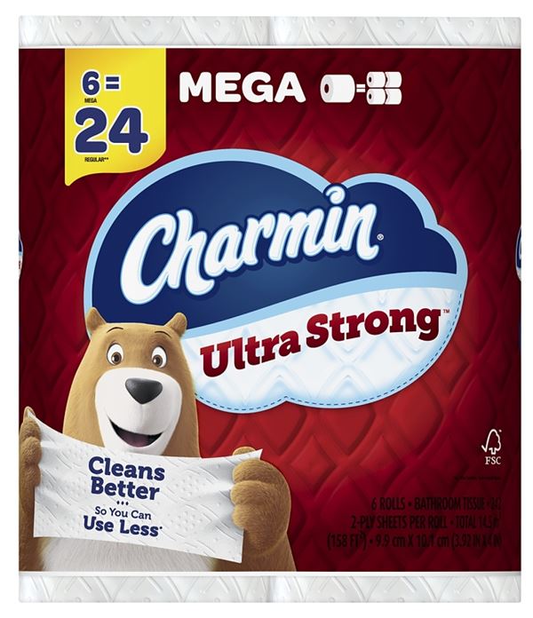 Charmin Ultra Strong 04176 Bathroom Tissue, 2-Ply, Paper, 6/PK, Pack of 4