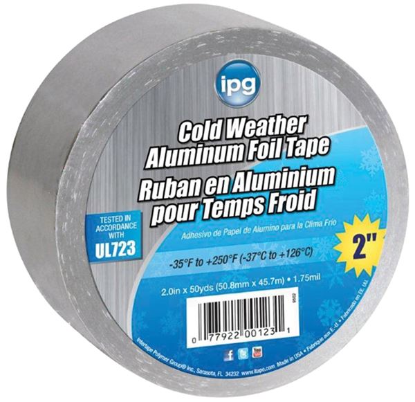 IPG 9502 Foil Tape with Liner, 45.7 m L, 50.9 mm W, Aluminum Backing, Silver