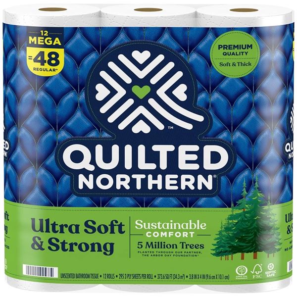 Quilted Northern 94443 Toilet Tissue, 3.8 x 4 in Sheet, 2-Ply, Paper, Pack of 4