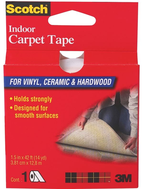 Scotch CT2010 Carpet Tape, 42 ft L, 1-1/2 in W, Vinyl Backing