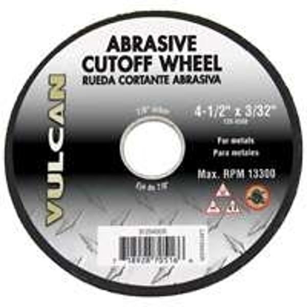 Vulcan 912940OR Type 1 Cut-Off Wheel, 4-1/2 in Dia, 3/32 in Thick, 7/8 in Arbor, Premium, Aluminum Oxide Abrasive