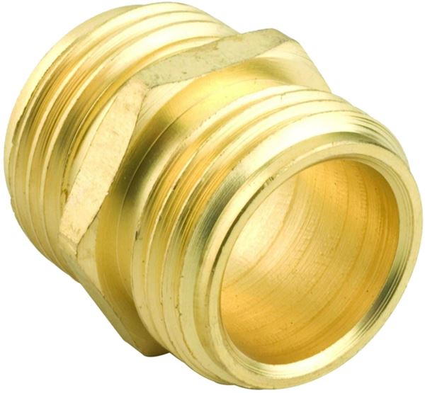 Gilmour 877014-1001 Hose Adapter, 3/4 x 3/4 in, MNH x MNH, Brass, For: Garden Hose