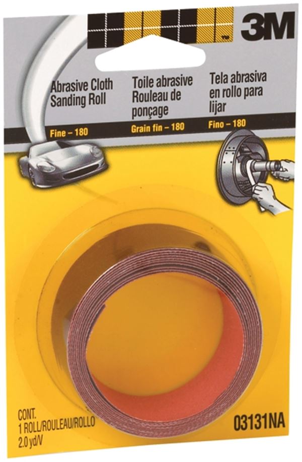 3M 03131 Sand Cloth Roll, 6 ft L, 1 in W, 180 Grit, Fine, Aluminum Oxide Abrasive