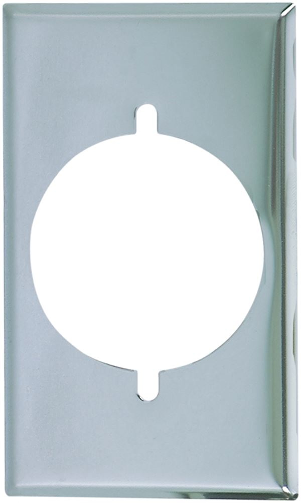 Eaton Wiring Devices 39CH-BOX Power Outlet Wallplate, 4-1/2 in L, 2-3/4 in W, 1 -Gang, Chrome, Ivory/White, Chrome