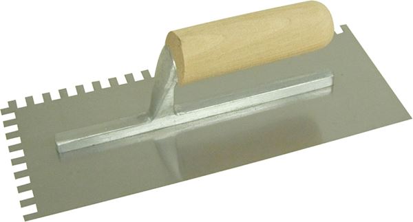 QLT 973 Trowel, 11 in L, 4-1/2 in W, Square Notch, Straight Handle