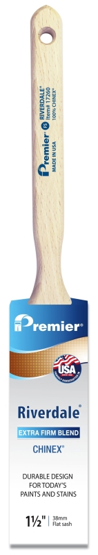 Premier Riverdale 17260 Paint Brush, 1-1/2 in W, Flat Sash Brush, 2-7/16 in L Bristle, Chinex Bristle