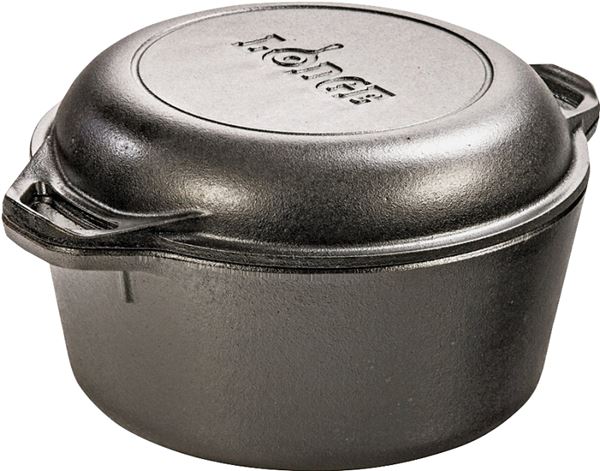 Lodge L8DD3 Dutch Oven, 5 qt Capacity, Cast Iron, Black, 10-1/4 in Dia, Loop Handle