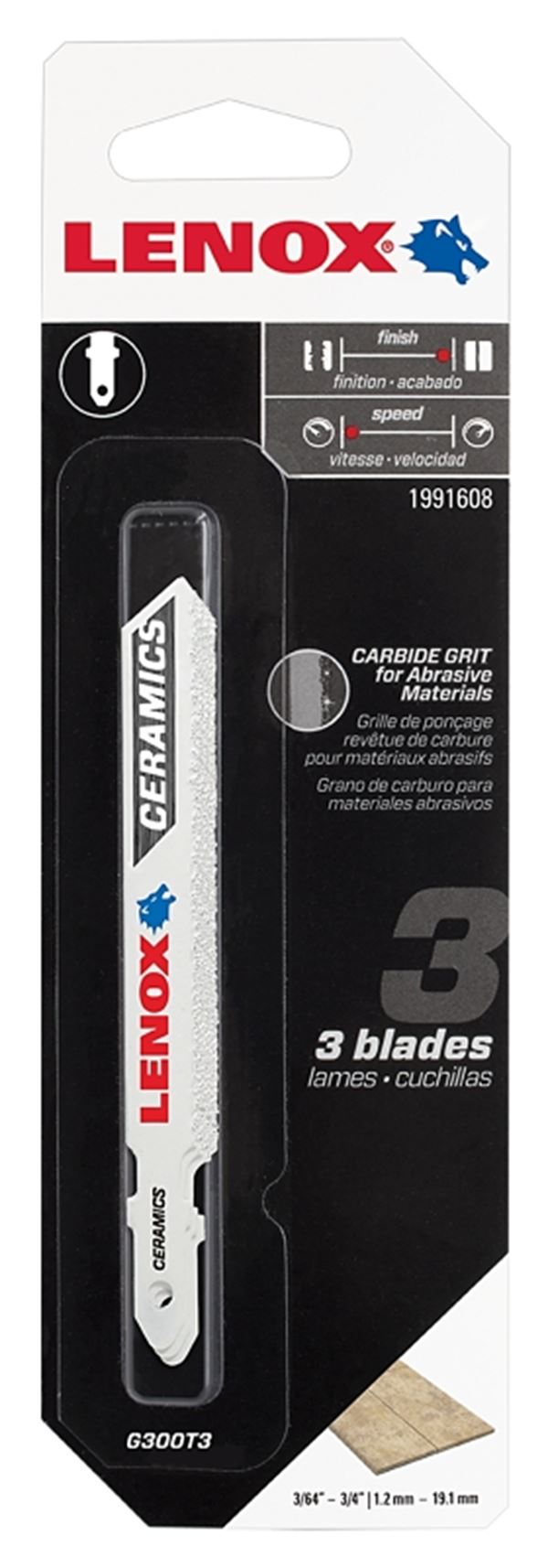 Lenox 1991608 Jig Saw Blade, 3/8 in W, 3-1/2 in L, 3/PK