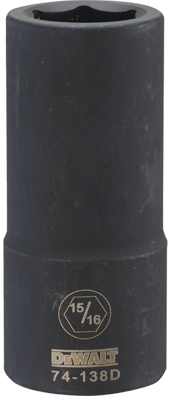 DeWALT DWMT74138OSP Impact Socket, 15/16 in Socket, 3/4 in Drive, 6-Point, CR-440 Steel, Black Oxide