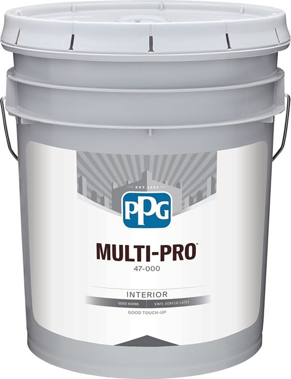 PPG MOPAKO PRO 47-1110/05 Interior Paint, Flat, White, 5 gal, 400 sq-ft Coverage Area