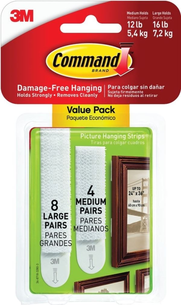 Command 17209ES Picture Hanging Strip, White, Pack of 6