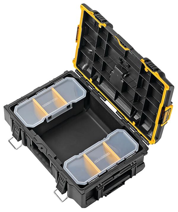 DeWALT ToughSystem 2.0 DWST08165 Tool Box, 110 lb, Plastic, Black, 21-3/4 in L x 14-3/4 in W x 7 in H Outside