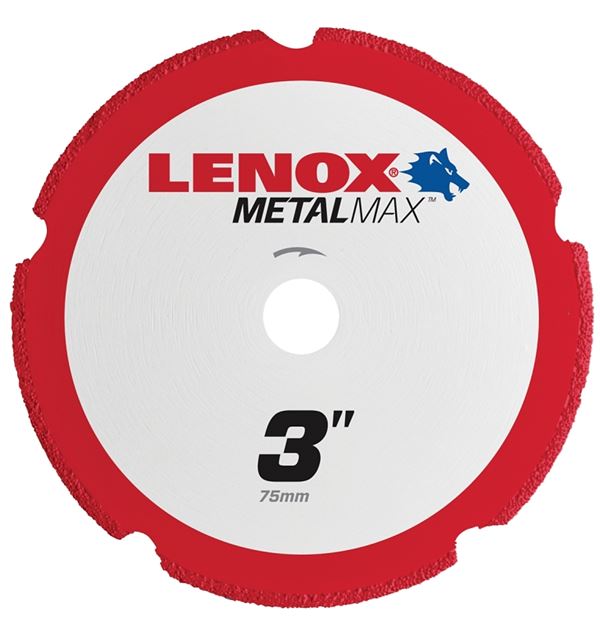 Lenox MetalMax 1972918 Cut-Off Wheel, 3 in Dia, 3/64 in Thick, 3/8 in Arbor, 40, 50 Grit, Diamond Abrasive