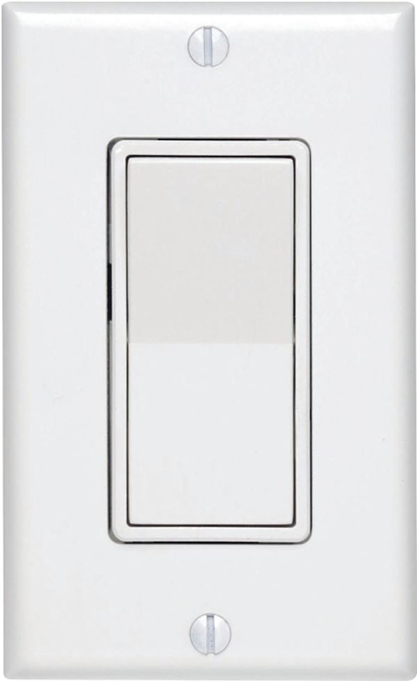 Leviton C28-05671-02W Rocker Switch with Wallplate, 15 A, 120/277 V, SPST, Lead Wire Terminal, White