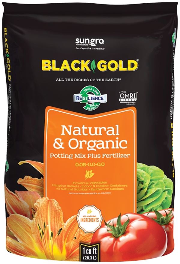 sun gro BLACK GOLD 1402040 1 CFL P Potting Mix, 1 cu-ft Coverage Area, Granular, Brown/Earthy, 70 Bag