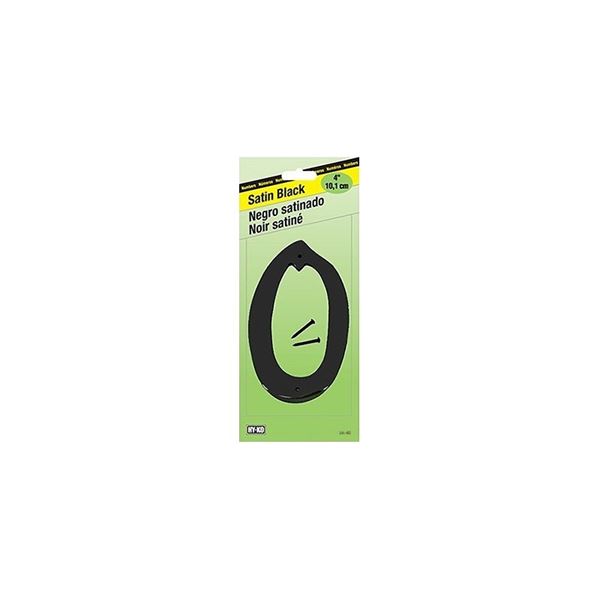 Hy-Ko BK-40/0 House Number, Character: 0, 4 in H Character, Black Character, Zinc, Pack of 5