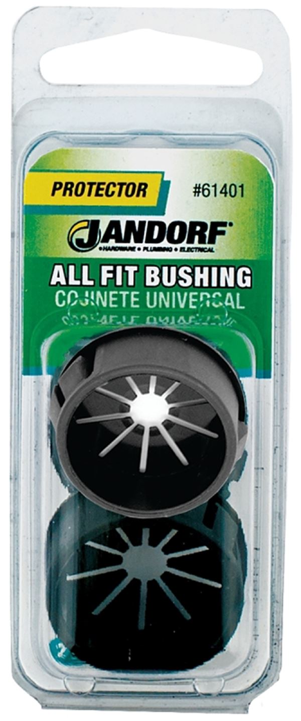 Jandorf 61401 Conduit Bushing, 13/16 in Dia Cable, Nylon, Black, 1-3/32 in Dia Panel Hole, 0.453 in Thick Panel