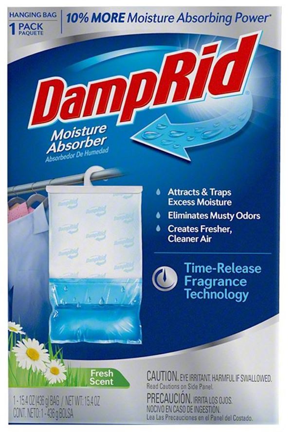 DampRid FG80FSSB Hanging Moisture Absorber, 15.4 oz Box, Solid, Odorless, Fresh Scent