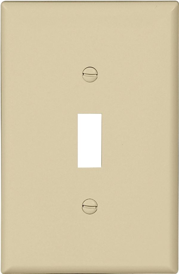 Eaton Wiring Devices PJ1V-10-L Switch Wallplate, 4.87 in L, 3.13 in W, 1 -Gang, Polycarbonate, Ivory, Smooth