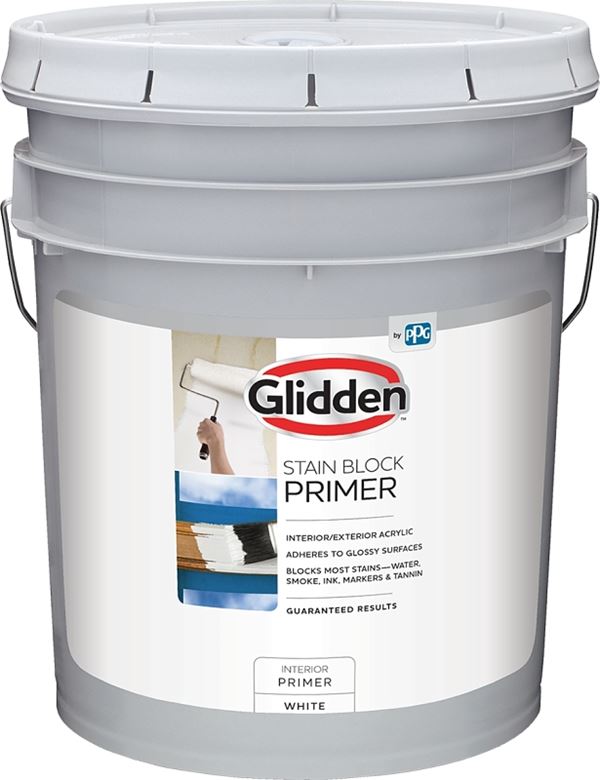 Glidden GLSBIE60WH-05 Stain Block Primer, Flat, White, 5 gal