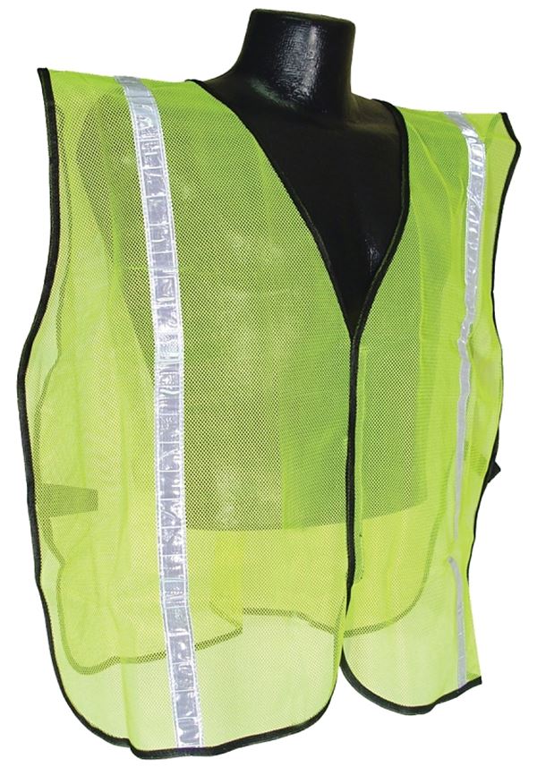 Radians SVG1 Non-Rated Safety Vest, S/XL, Polyester, Green/Silver, Hook-and-Loop