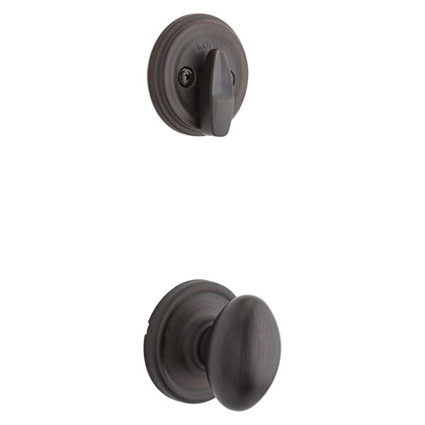 Kwikset 966L 11P Handleset Interior Trim, 3 Grade, Zinc, Venetian Bronze, Knob Handle, 2-3/8, 2-3/4 in Backset