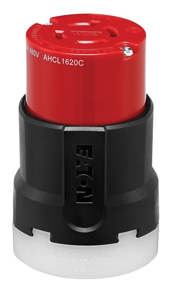 Arrow Hart AHCL1620C Ultra-Grip Locking Connector, 3 -Pole, 20 A, 480 VAC, NEMA: NEMA L16-20, Black/Red