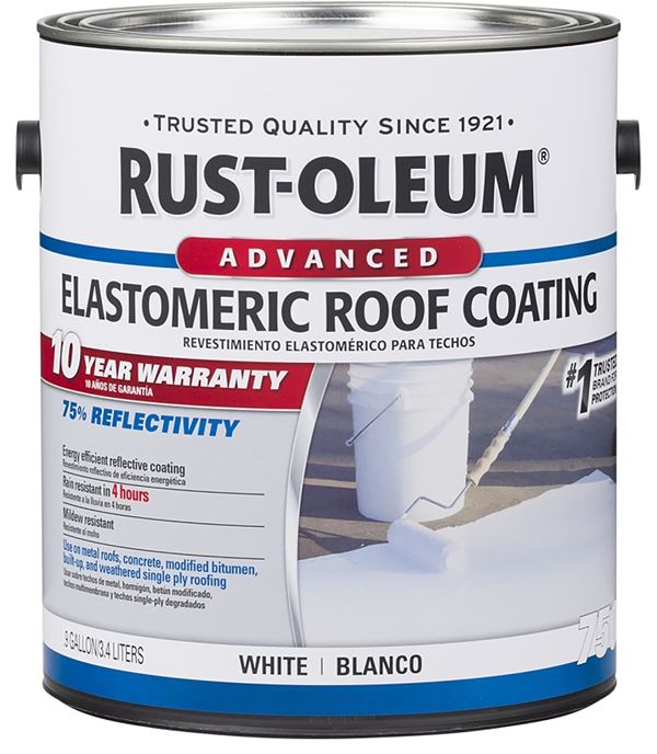 Rust-Oleum 750 Series 301903 Elastomeric Roof Coating, White, 0.9 gal, Liquid