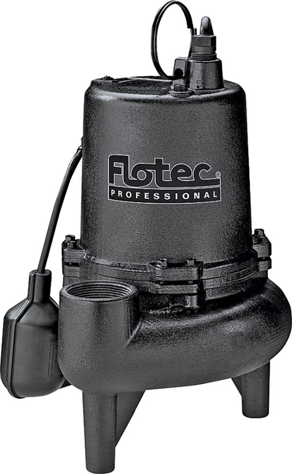 Flotec Professional Series E75STVT Sewage Pump, 1-Phase, 9 A, 115 V, 0.75 hp, 2 in Outlet, 24 ft Max Head, 170 gpm