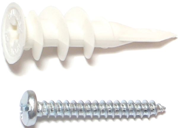 Midwest Fastener 10421 Wall Anchor with Screw, #8 Thread, 1-1/4 in L, Plastic