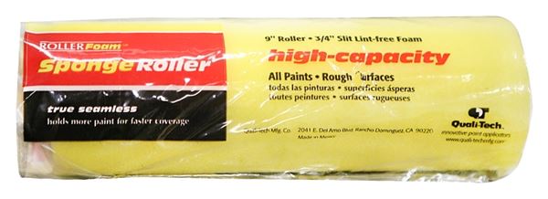 RollerLite High-Capacity 9FM075 Roller Cover, 3/4 in Thick Nap, 9 in L, Foam Cover, Yellow