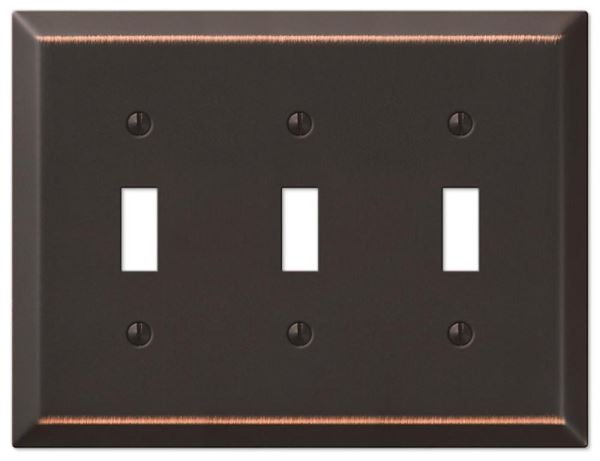 Amerelle Century 163TTTDB Wallplate, 4-15/16 in L, 6-1/2 in W, 3 -Gang, Steel, Aged Bronze, Pack of 3