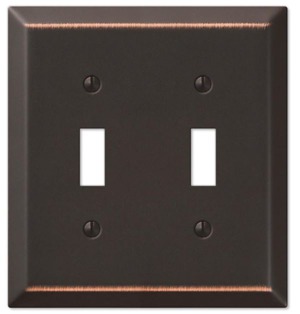 Amerelle Century 163TTDB Wallplate, 4-15/16 in L, 4-9/16 in W, 2 -Gang, Steel, Aged Bronze, Pack of 3