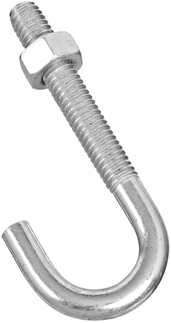 National Hardware 2195BC Series N232-918 J-Bolt, 5/16-18 Thread, 2 in L Thread, 3 in L, 160 lb Working Load, Steel, Zinc, Pack of 10