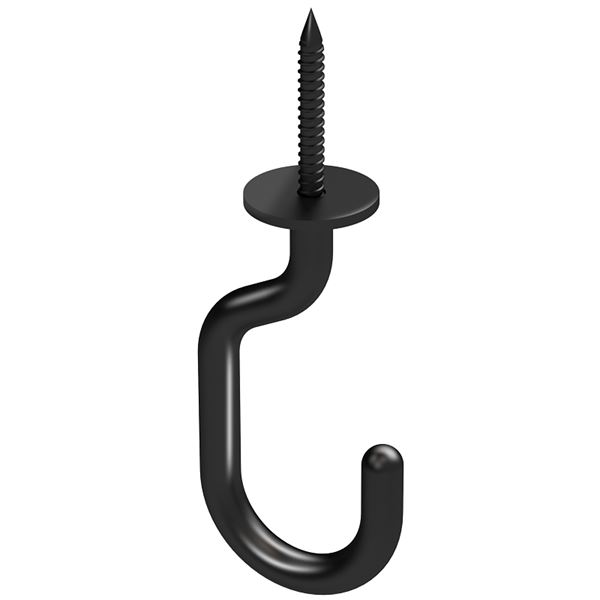 National Hardware Modern Series N275-523 J-Hook, 1-23/32 in L, 4-27/32 in H, Steel, Black, Ceiling Mounting