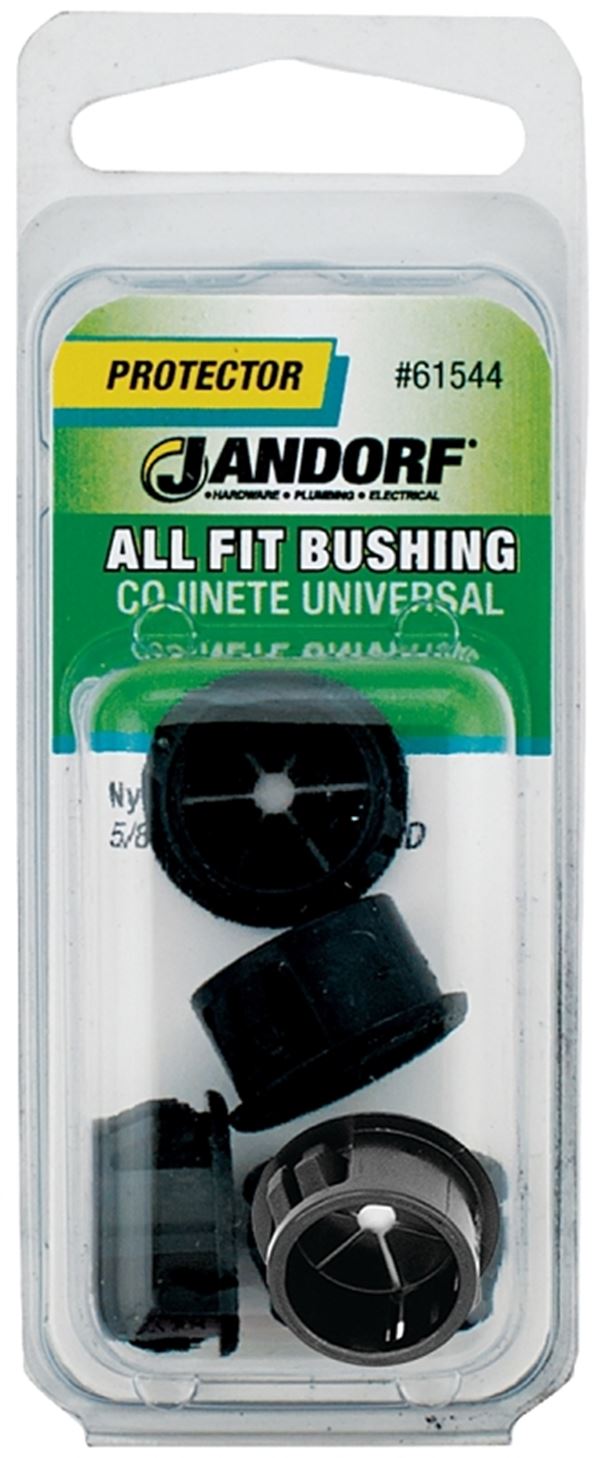 Jandorf 61544 Conduit Bushing, 7/16 in Dia Cable, Nylon, Black, 5/8 in Dia Panel Hole