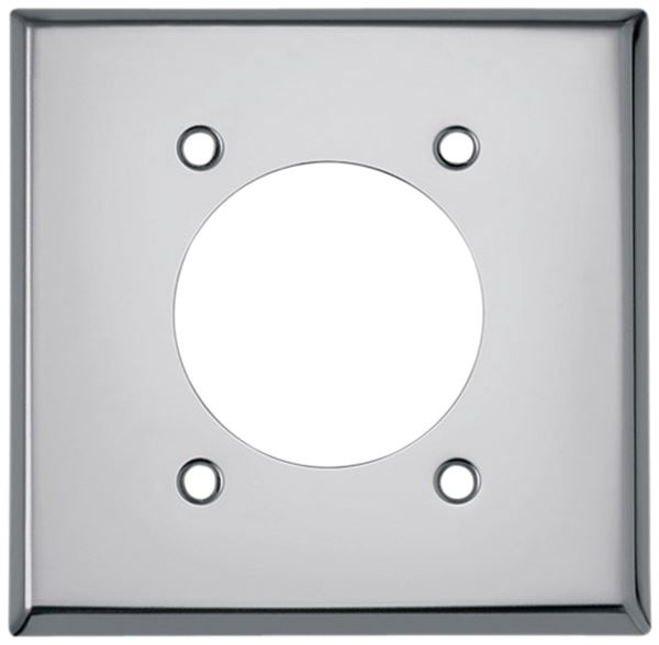 Eaton Wiring Devices 68-BOX Power Outlet Wallplate, 4-1/2 in L, 4-9/16 in W, 2 -Gang, Chrome, Silver, Chrome