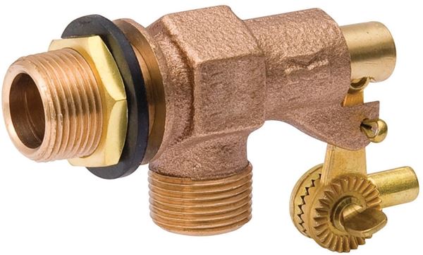 B & K 109-813 Tank Float Valve, 1/2 in, Male x Male, 20 TPI Rod, 1/4 in L Rod, Bronze Body